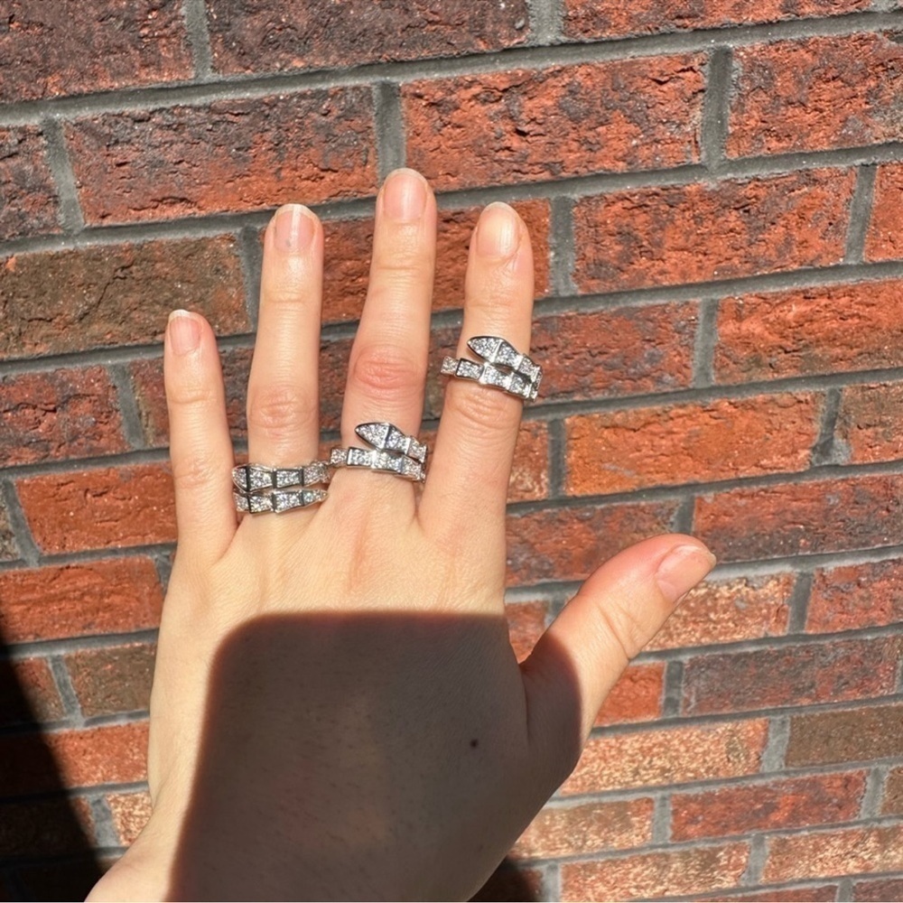 Serpenti Viper Silver Snake Crystal Ring - Picture 8 of 16